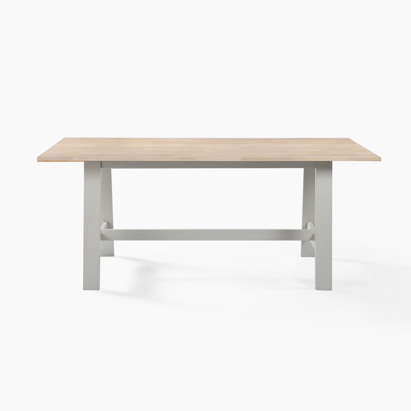 Blakeley Rectangular Trestle-Style Legs Wooden 6 Seater Dining Table - Inspired Farmhouse Style , Grey/White