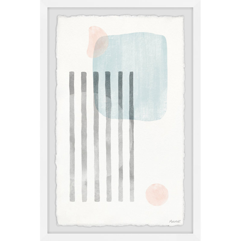 Horizontal Grey Lines - Single Picture Frame Painting, 61cm H x 41cm W x 3.81cm D