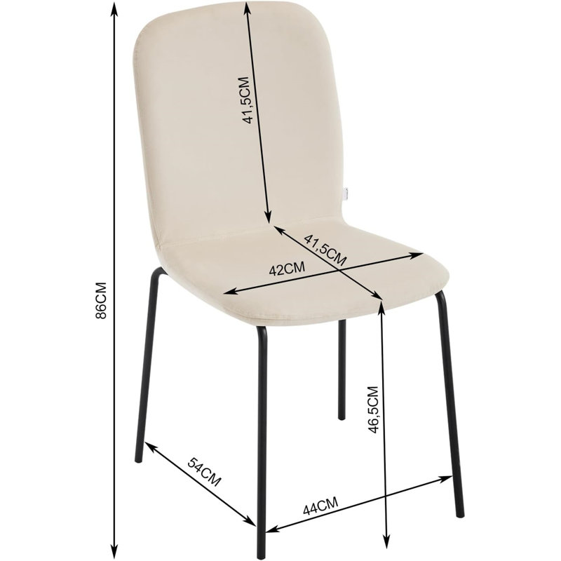 Nyeem 46.5 cm H Velvet Side Chair, Cream