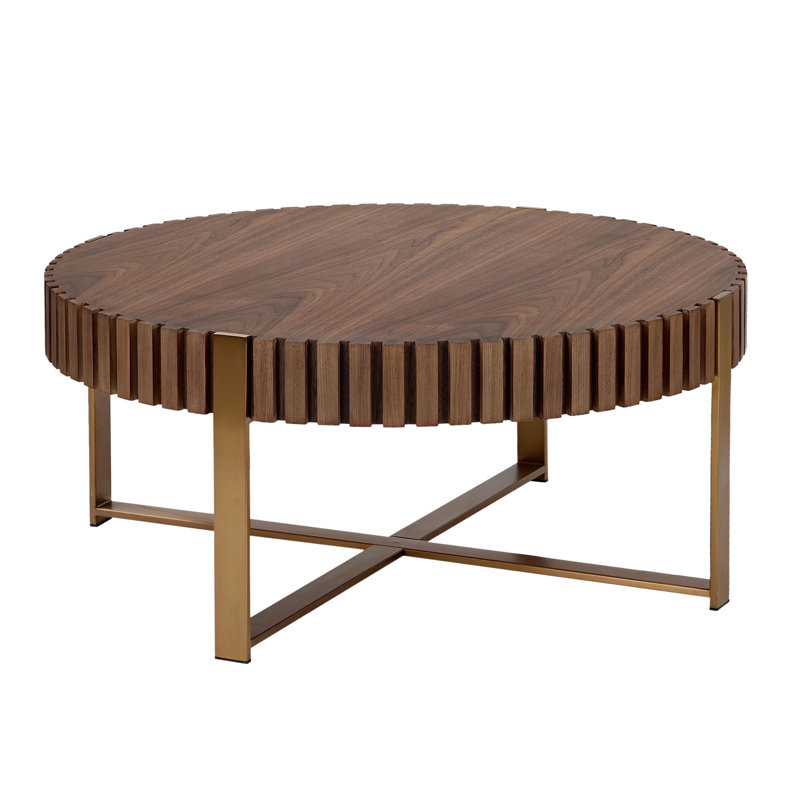 Space-saving Modern Coffee & Cocktail Table, 31.5'' Walnut Mdf & Metal Design
