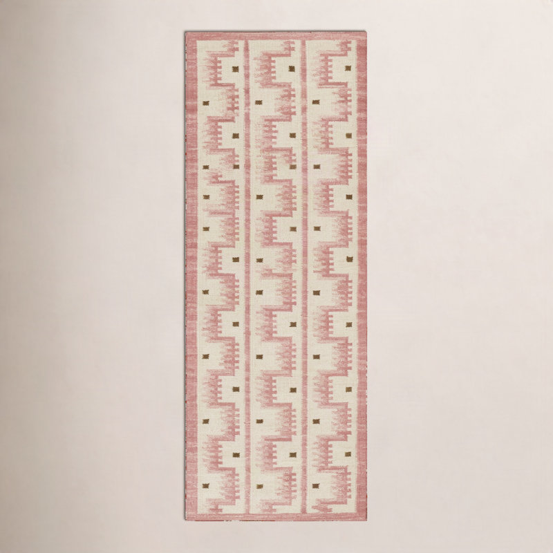 Tapis géométrique en laine et en coton tissé à la main Freya, Tapis de couloir 2 pi 6 po x 8 pi