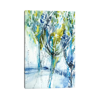 Blue Trees by Lesia Binkin - Wrapped Canvas Painting