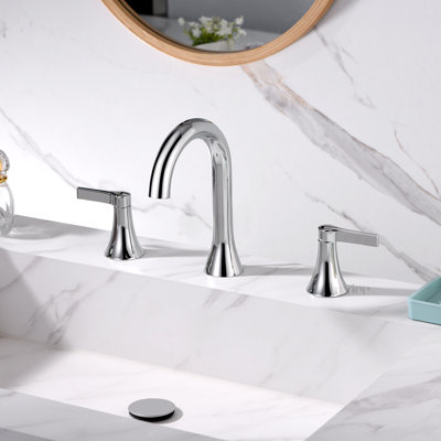Widespread Bathroom Faucet with Drain Assembly