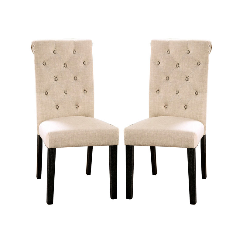 Chaises de salle à manger rembourrées en tissu, 2 chaises, noir antique