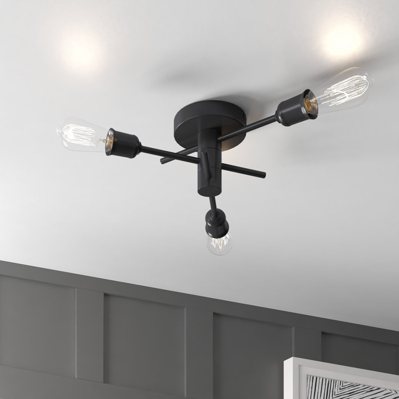 Mondale Semi-Flush Mount , 3, 5" H x 18" W x 18" D, Black