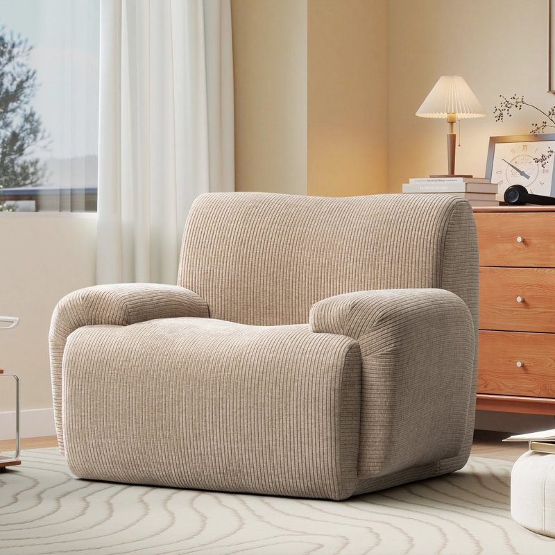 42" W Foam-Filled Upholstered Accent Armchair, Taupe