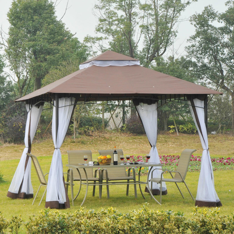 9.7 Ft. W x 9.7 Ft. D Metal Patio Gazebo, Coffee