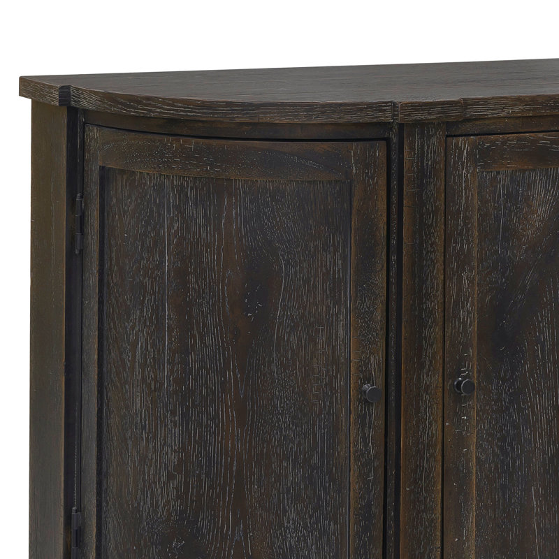 Antique Black 3-Door Rubberwood Hallway Accent Chest