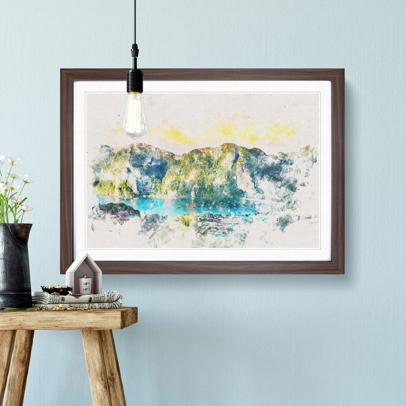 Phi Phi Islands in Thailand - Framed Print, Walnut Framed, 45cm H x 63cm W x 2cm D