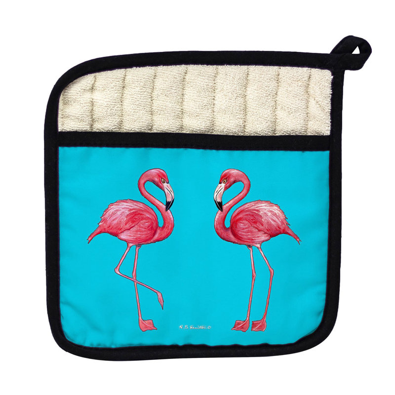 Cuisinier poignée flamant roses intérieure betsy drake, Bleu