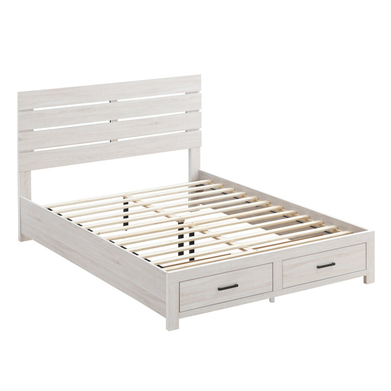 Lit plateforme avec rangement Drews, Blanc côtier, Grand