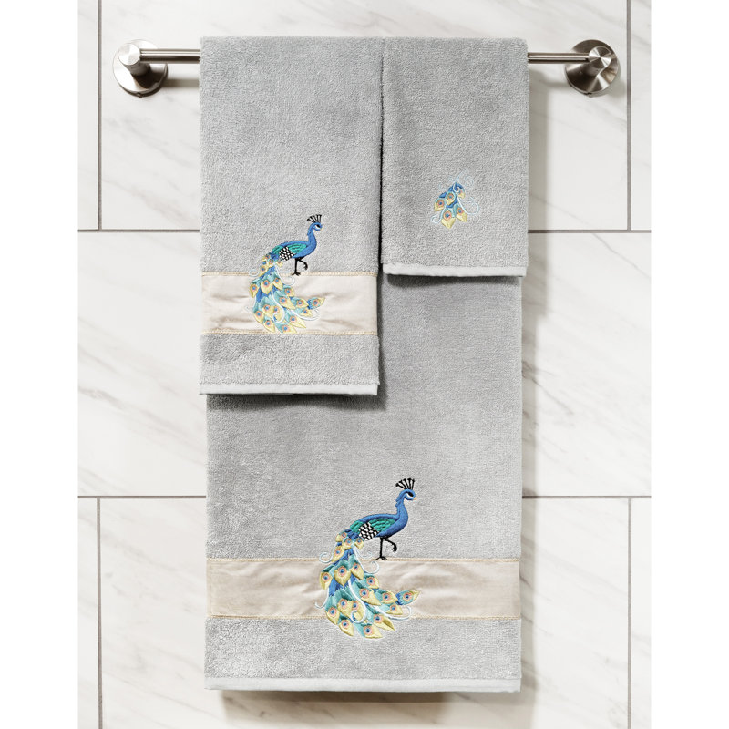 3 Piece 100% Turkish Cotton Towel Set, Light Gray