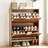 31.5''w Walnut Slim Shoe Cabinet, Fluted Hidden Shoe Storage Cabinet With 2 Flip Drawers-196778493