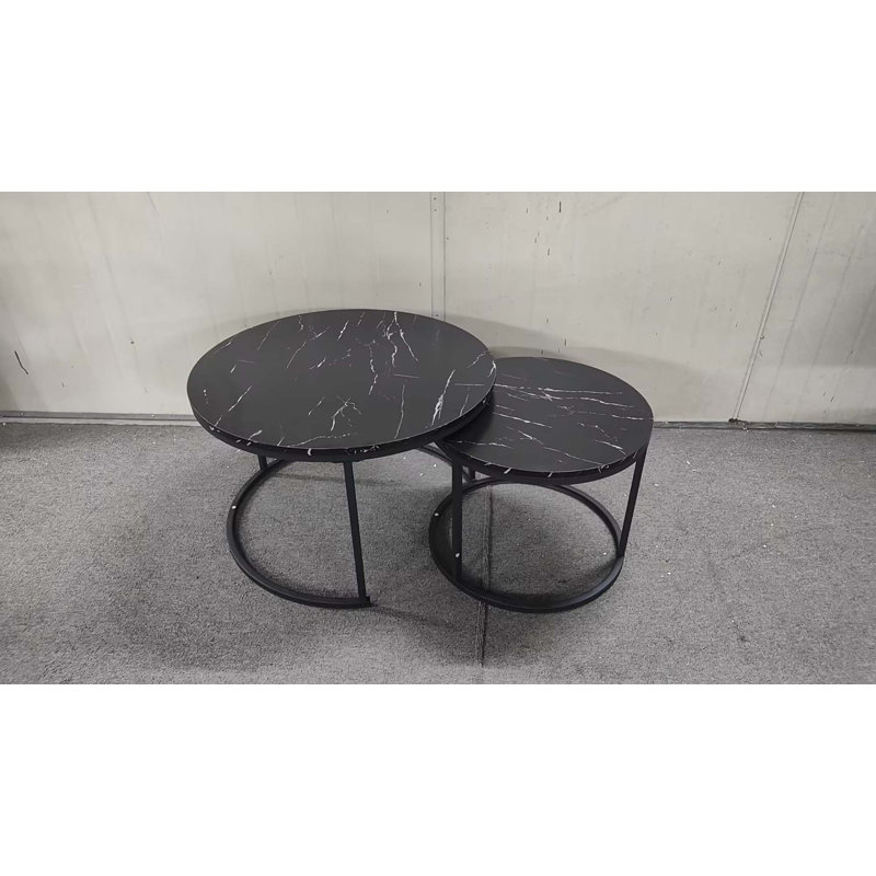 Ensemble de 2 tables basses gigognes, Noir, noir, noir, noir