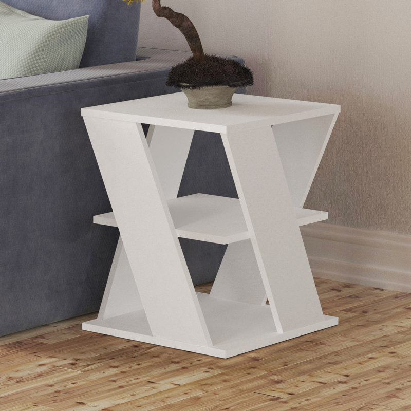 Cateline Side Table with Storage, White