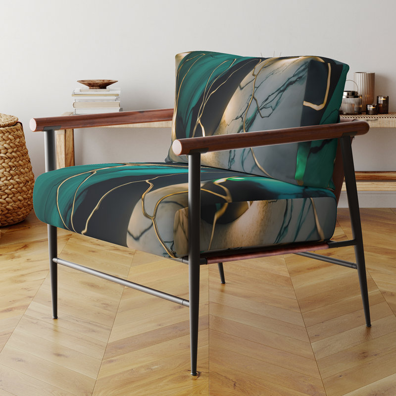 Crossreagh - Fauteuil d'appoint rembourré en marbre, Noir, noir, noir, noir