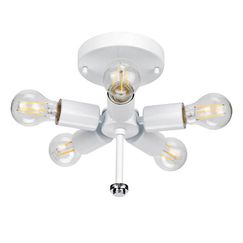 Ausie Fabric Semi Flush Mount, Polished Chrome, 49cm H x 60cm W x 60cm D