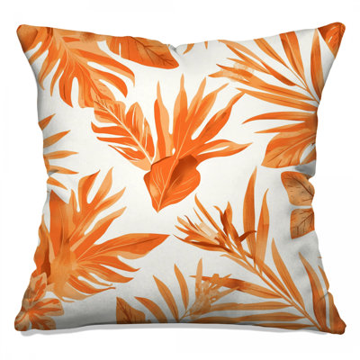 Coussins décoratifs à double face avec feuilles tropicales orange