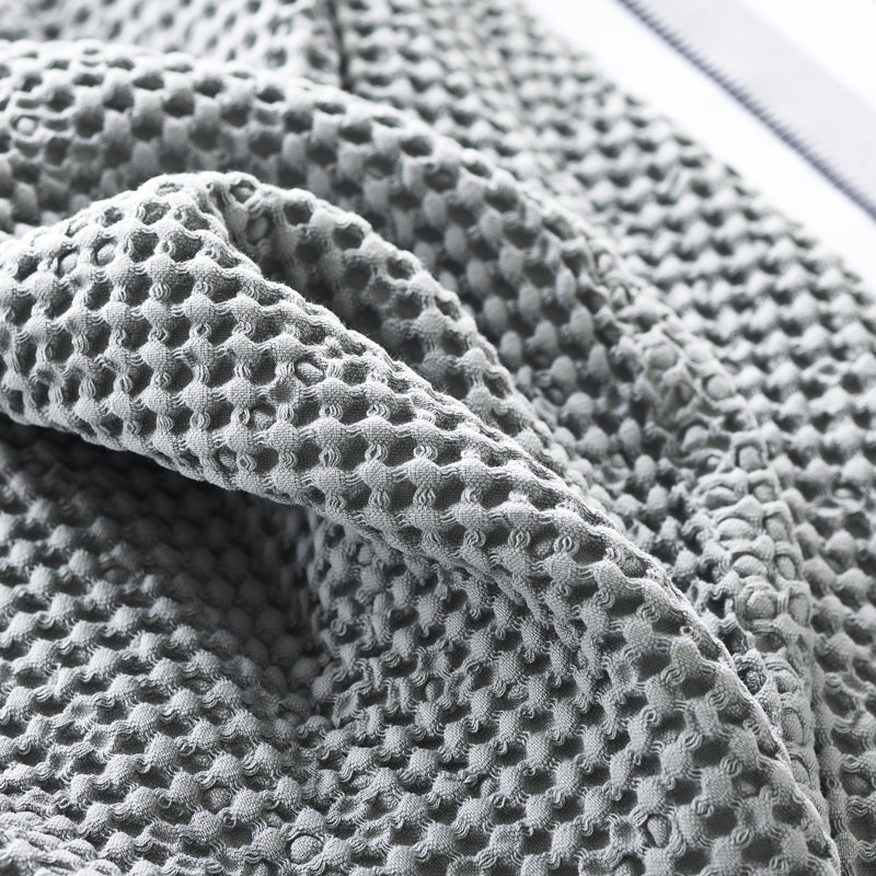 Alba Oversized Heavy-Knit Waffle Weave Cotton Bed Throw, Queen, Pale Gray