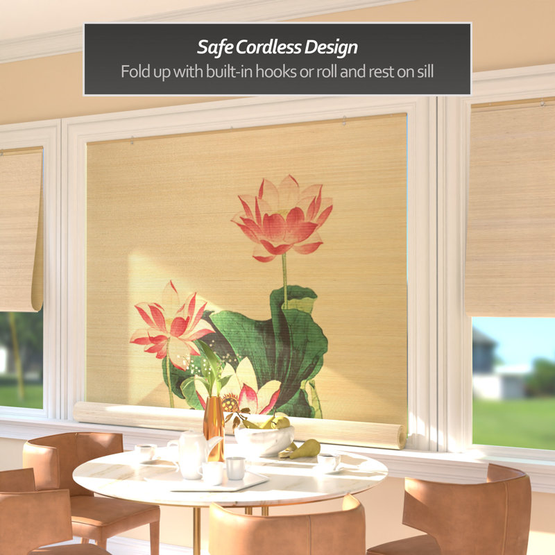 Bamboo Window Shade Blind - Lotus Blossom 72" W, 72"W x 72"L