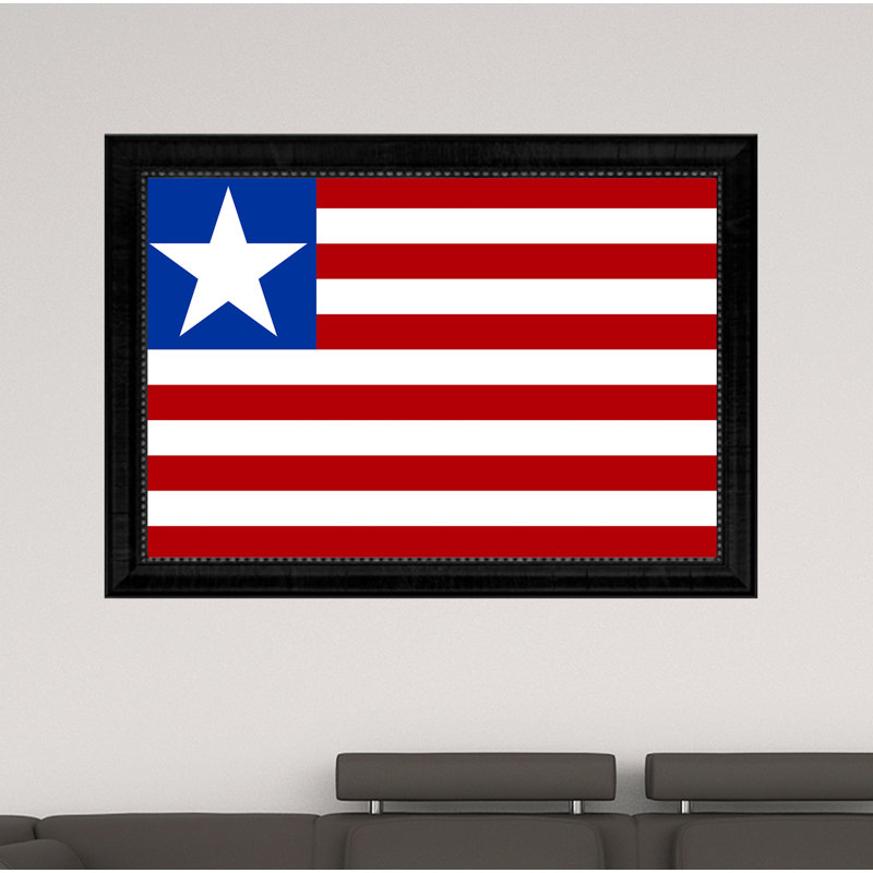 « liberia country flag », impression sur toile encadrée, H 21 po x l 30 po x P 1 po, Encadrement noir