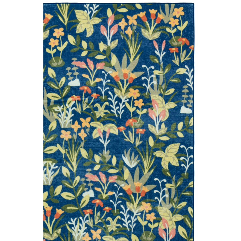 Tapis floral lavable à la machine à performance mécanique MSRW 192, Rectangle de 5 pi x 8 pi