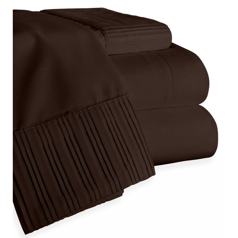 Ensemble de draps Chamberlain London, Ensemble de draps pour lit simple avec un drap-hou, Brun