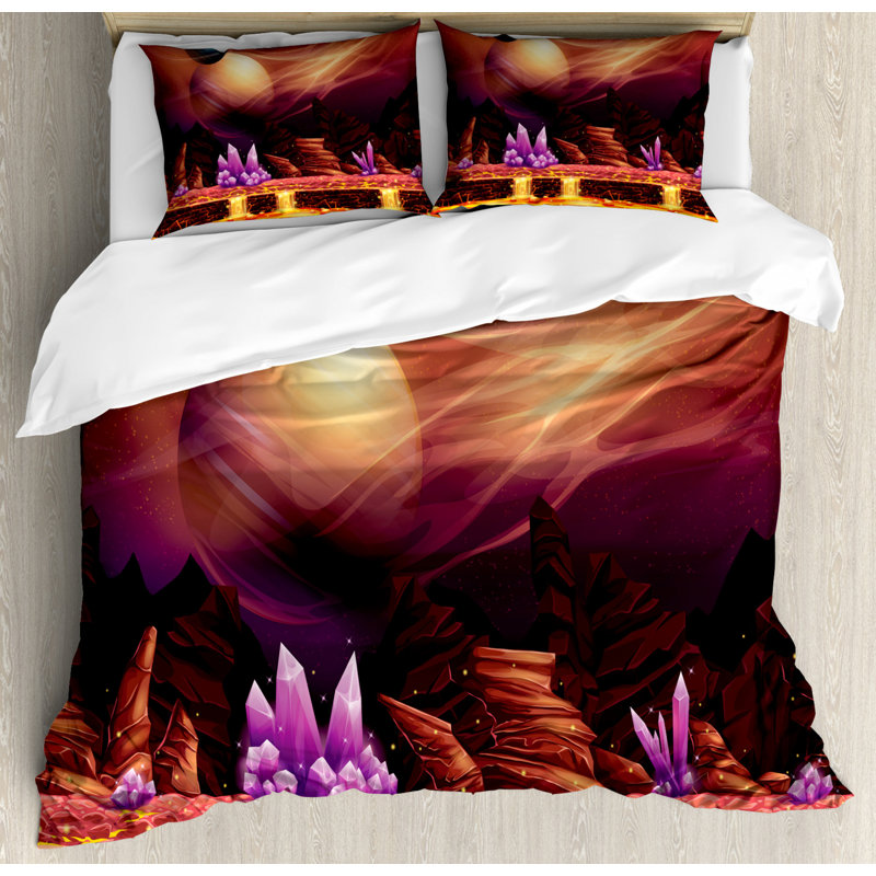 Rustic Polyester Geometric Shapes Duvet Cover, Queen Duvet Cover + 2 Standard Shams