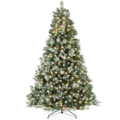  4.5Ft Pre-Lit Frosted Scotch Pine Christmas Tree W/ 396 Branch Tips, 150 2-In-1 LED Lights