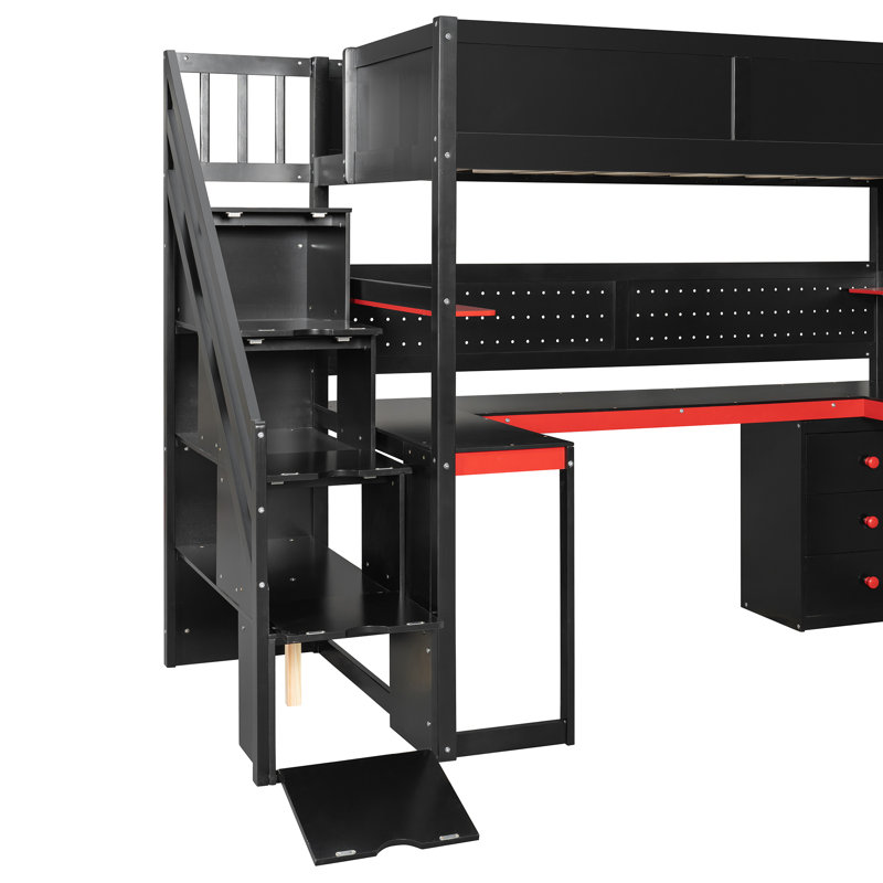 Lit mezzanine simple en bois peu encombrant avec rangement pour les joueurs