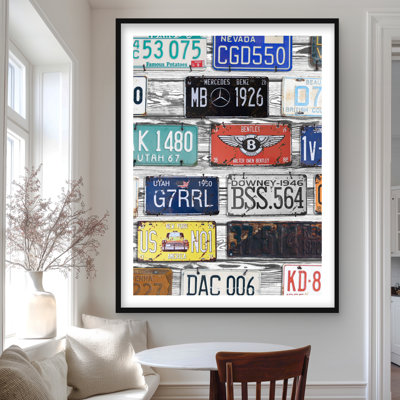 Vintage Plates Registration - Blue Industrial Framed Print