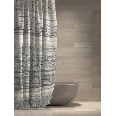 Modern Textured Horizontal Variegated Stripe Shower Curtain