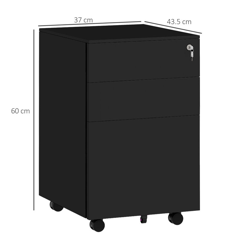 3 Drawer Filing Cabinet, Black