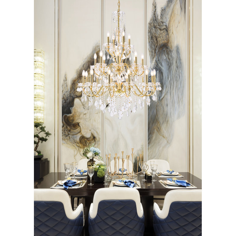 Dagmar 24 - Light Dimmable Tiered Chandelier, Gold