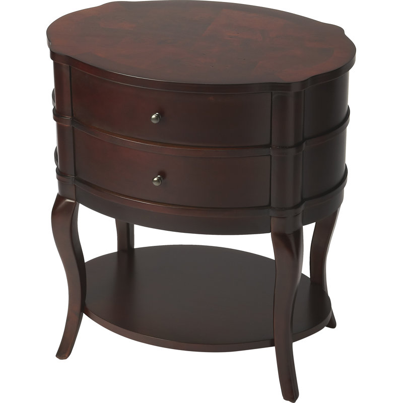 Jarvis Oval 2-Drawer Side Table, Plantation Cherry