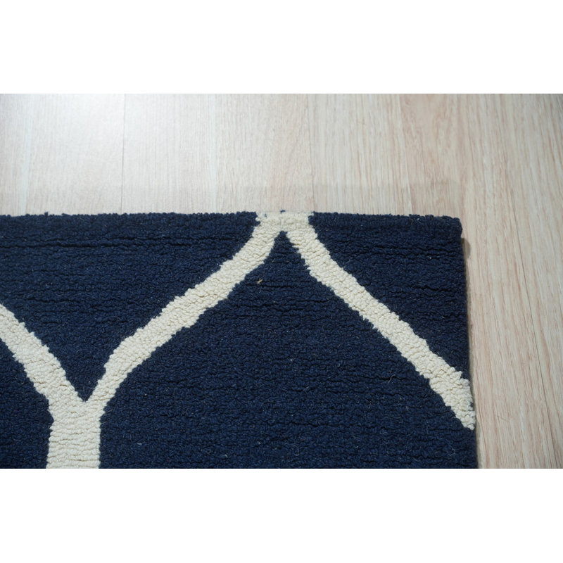Hand Tufted Wool Area Rug in Blue, Blue
