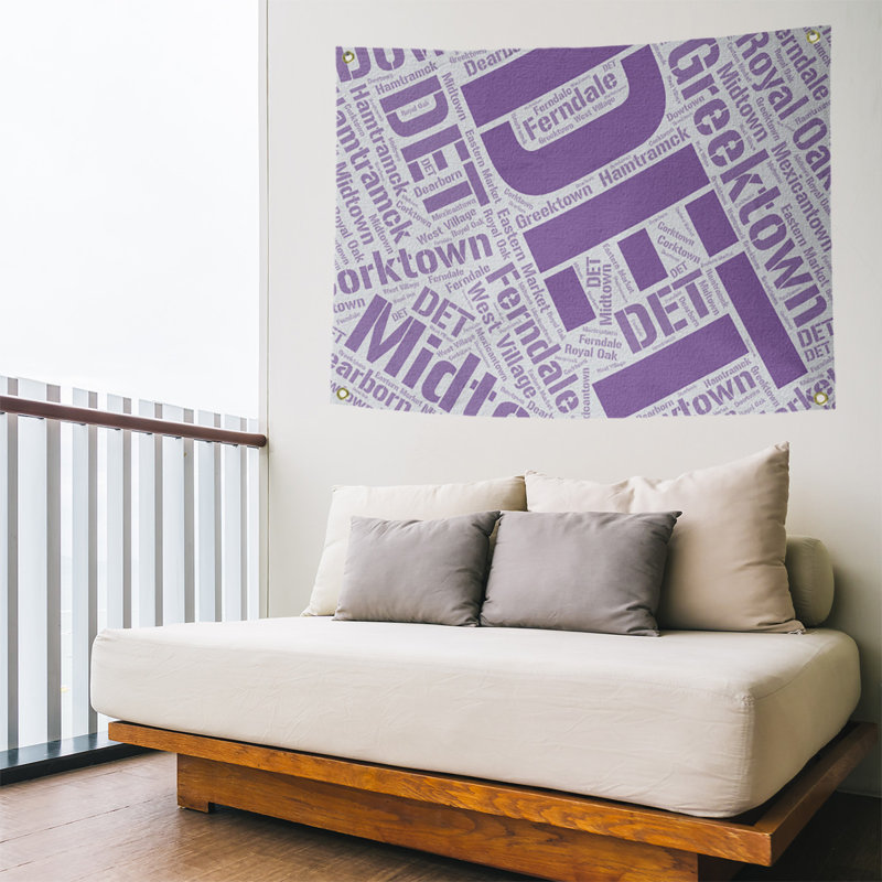 Tapisserie de polyester districts, art word, Détroit, H 50 po x l 59 po, Mauve