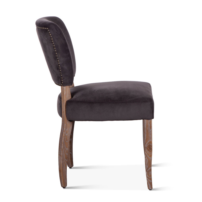 Mindy Upholstered Dining Chair, Asphalt Gray , White