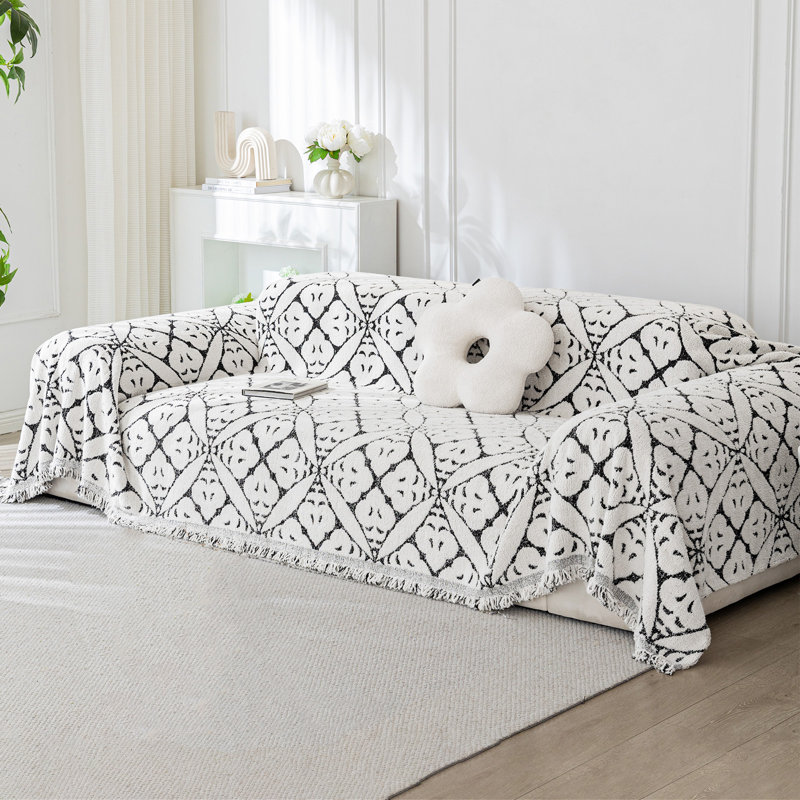 Housse pour canapé en chenille, Chenille noir, H 0,2 po x l 118 po x P 71 po