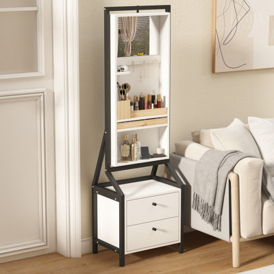 Elegant Jewelry Cabinet With Swivel Full-length Mirror & Drawer Storage -  Latitude RunÂ®, 8CB2EC93D7124BFE85DCDABAFA38A4C8