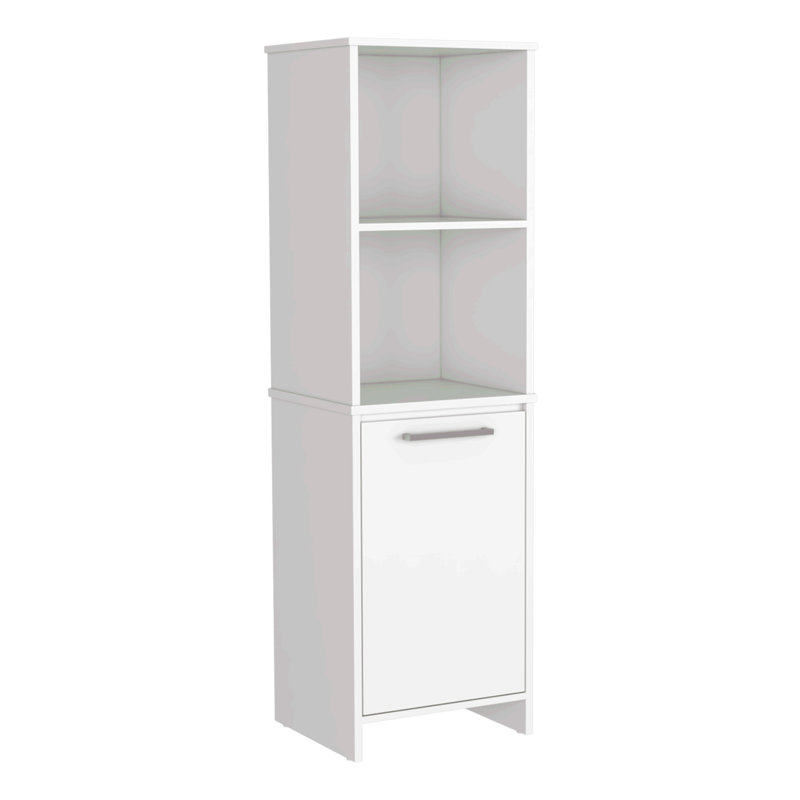 Garde-manger, deux tablettes extérieures, armoire à une porte, deux tablettes intérieures blanches