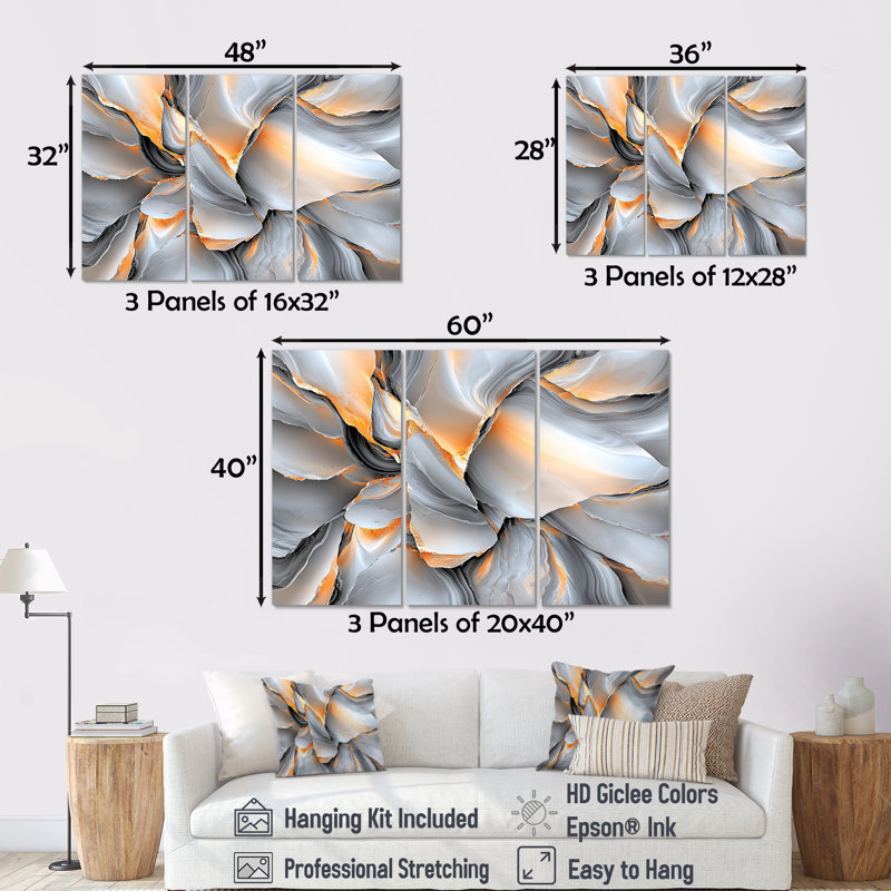 Ensemble d'art mural, "Fractals", Toile tendue, H 28 po x l 36 po, Ne s’applique pas