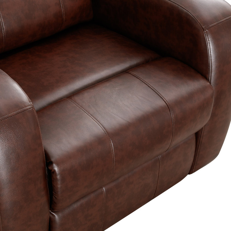 Karelie 36.1" Wide Faux Leather Power Standard Recliner, Dark Brown Faux Leather