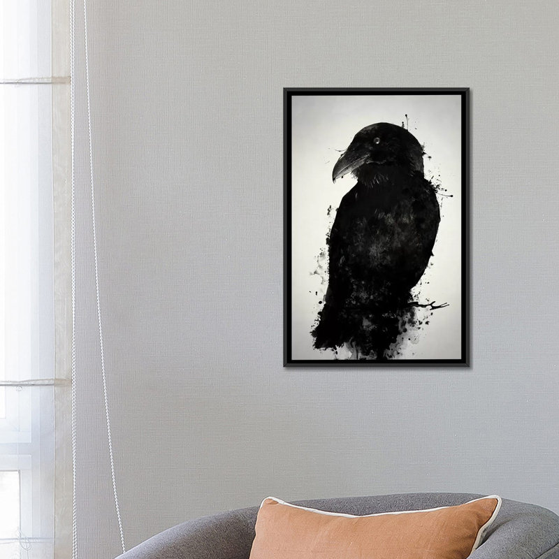 «The Raven», impression sur toile, H 26 po x l 18 po x P 1,5 po, Toile avec cadre noir, Pas de tapis