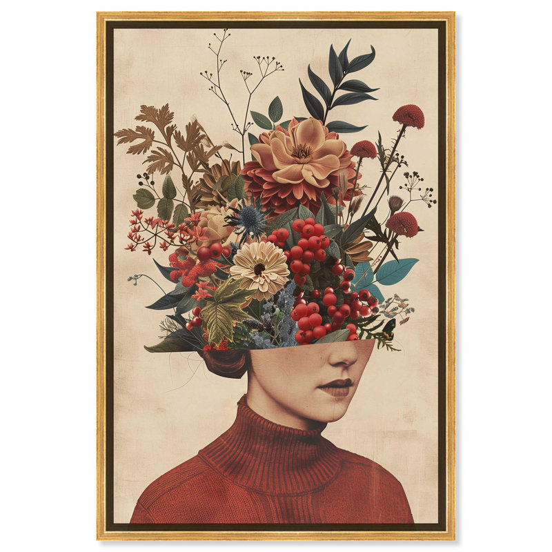 Art mural rétro, pensée florale II, Toile tendue, H 36 po x l 24 po