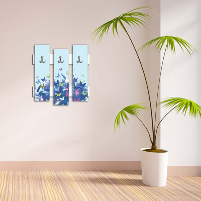 Portemanteaux mural bleu / rose Eliska