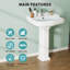 Lavabo de salle de bain GarveeHome Classic Square - Céramique blanche