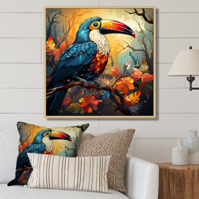 Blue And Yellow Tropical Toucans II - Toucan Animal Wall Art