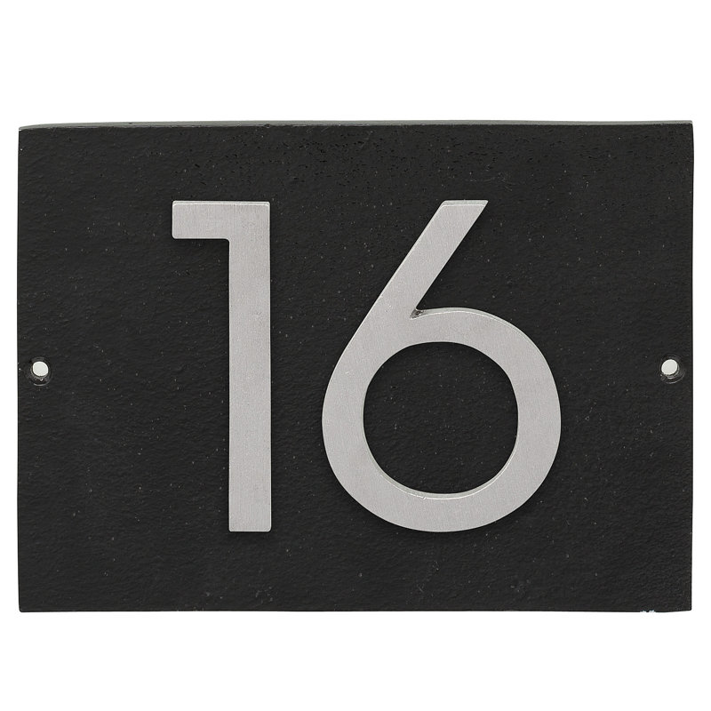 Plaque d’adresse murale sur 1 ligne flottante, Noir, Aluminium brossé, Oui