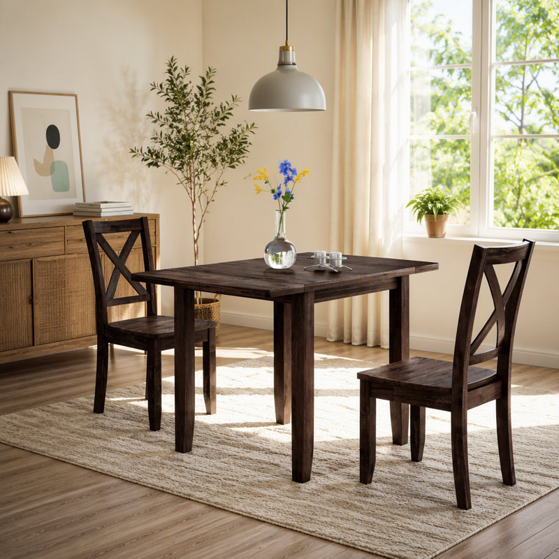 Ensemble de table de salle à manger 3 pièces avec 2 chaises à dossier en X et espresso (ancien sku: SP0000164AAP)